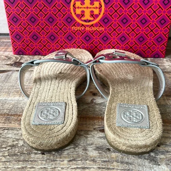 Tory Burch Espadrille Mirror Miller Metallic Sandals - Picture 3 of 7